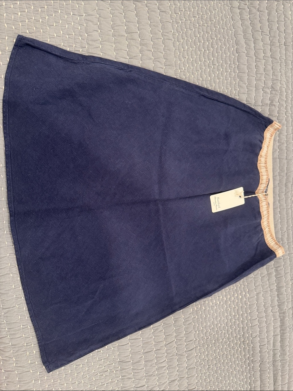 Hartford Navy A-Line Skirt with Cream Elastic Waistband